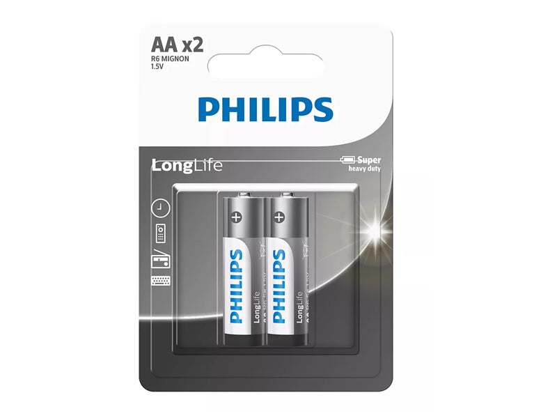 PHILIPS Aa Longlife Battery X 2 Pack