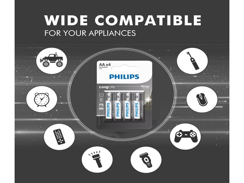 PHILIPS Aa Longlife Battery X 4 Pack