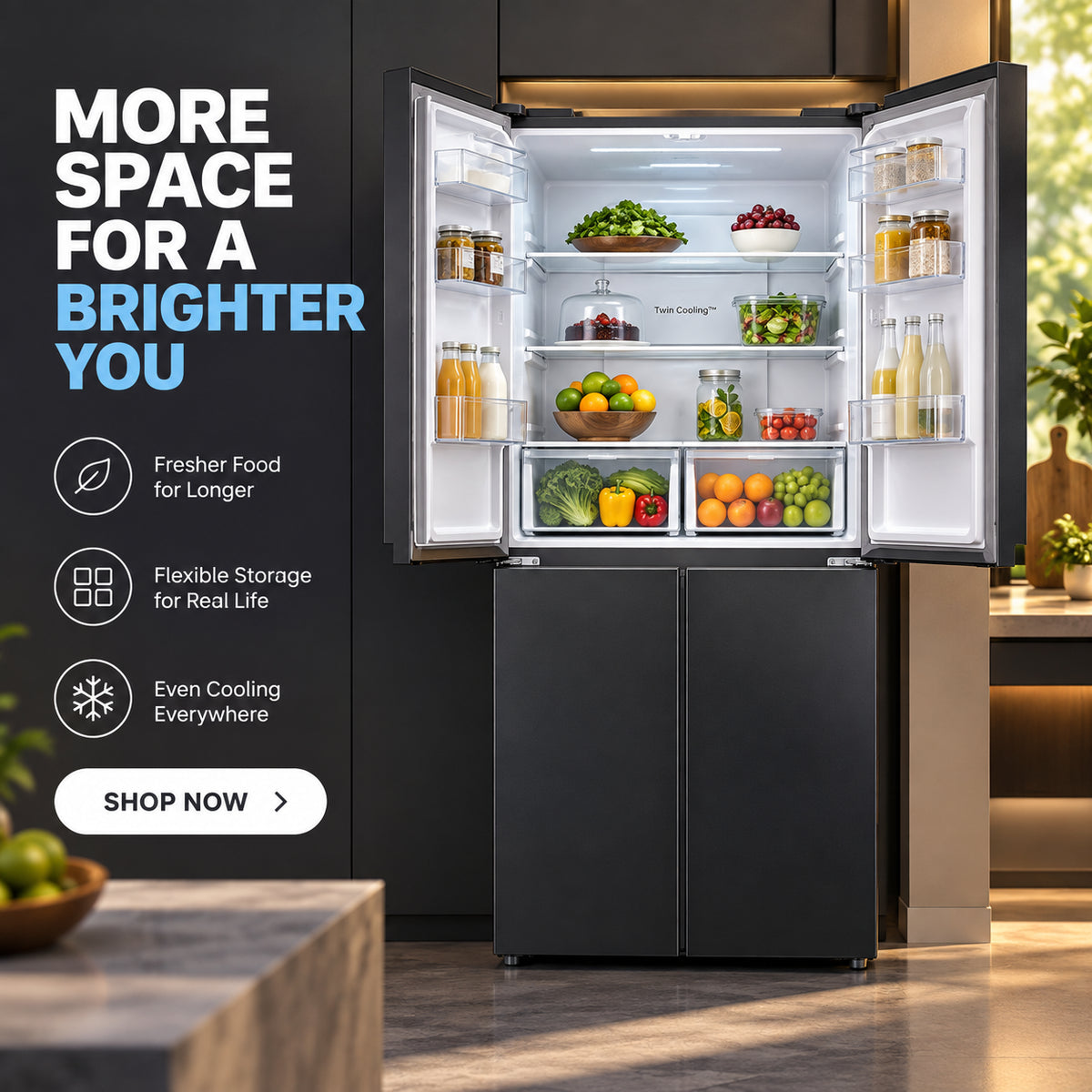 Samsung 466L 4-Door French Door Fridge