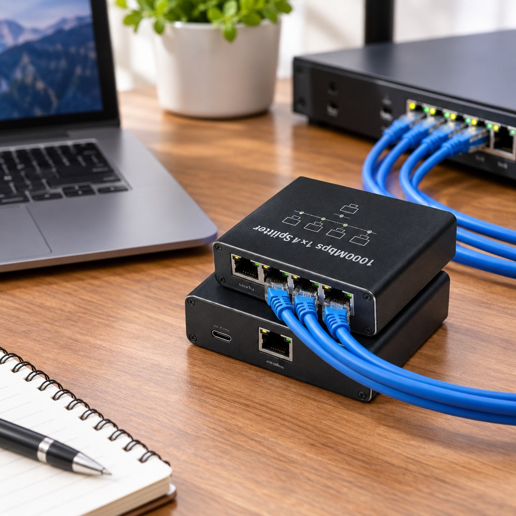 RJ45 1-to-4 Gigabit Network Splitter 100
