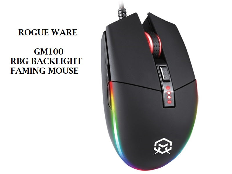 ROGUEWARE Gm100 Wired Gaming Mouse Blk