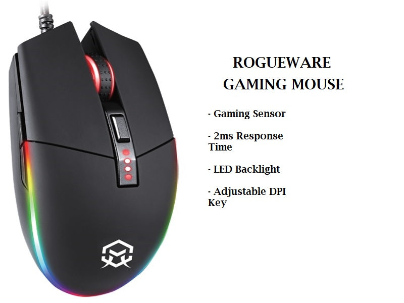 ROGUEWARE Gm100 Wired Gaming Mouse Blk