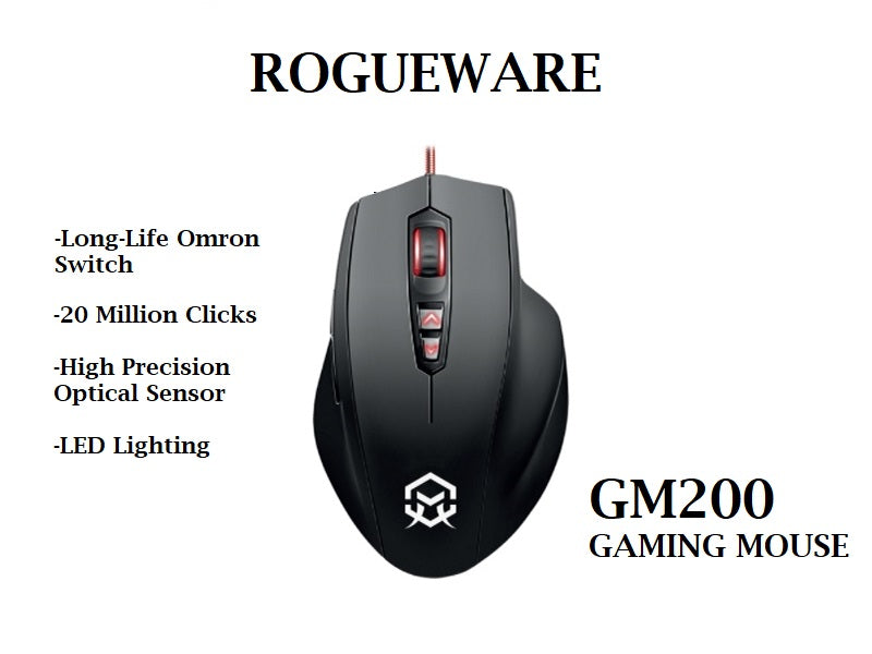 ROGUEWARE Gm200 Wired Gaming Mouse Blk