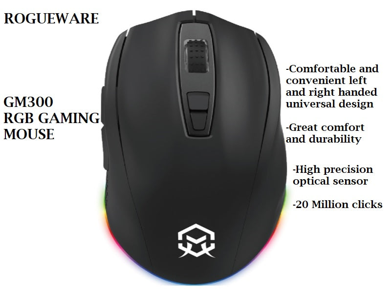 ROGUEWARE Gm300 Wired Gaming Mouse Blk