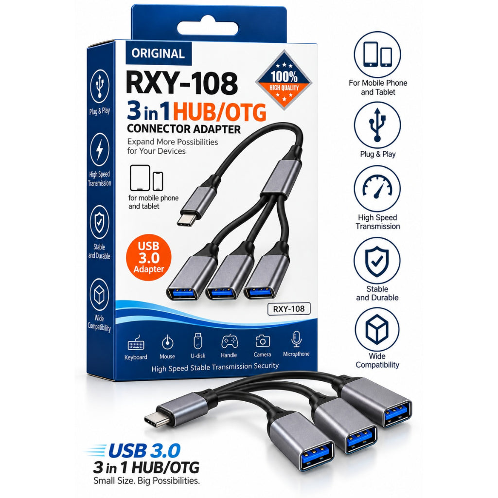 RXY-108 3-in-1 USB Hub OTG Adapter Cable