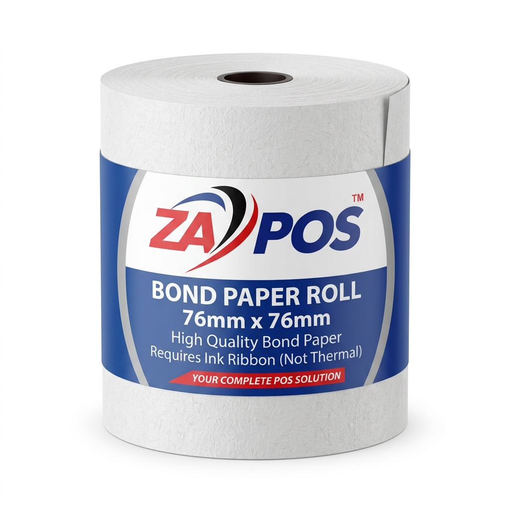 ZAPOS Bond Paper Roll 76mm x 76mm - 50 Pack -for Impact Printers