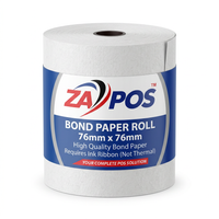 ZAPOS Bond Paper Roll 76mm x 76mm - 50 Pack -for Impact Printers