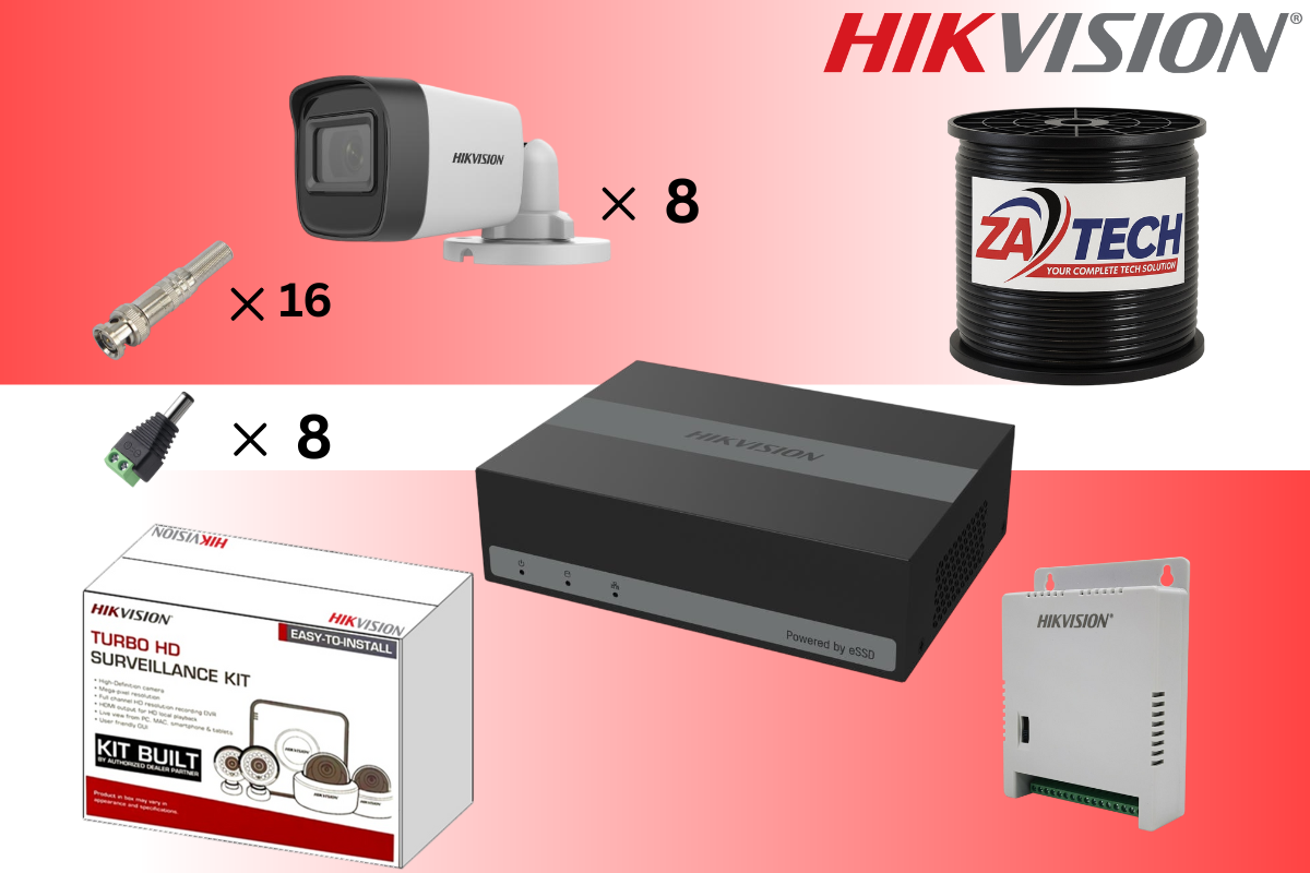 Hikvision 8CH eDVR CCTV Kit with Built-in 1TB SSD & Zatech RG59 Cable roll