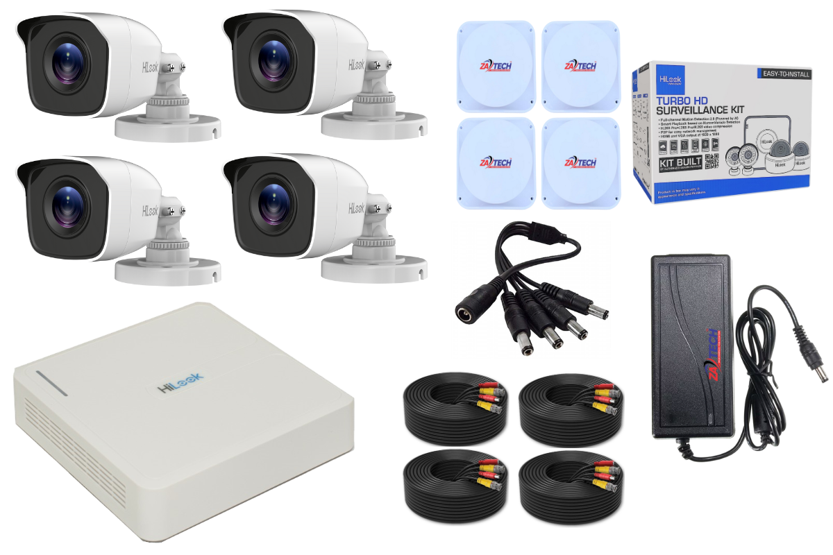 HiLook 4CH CCTV Kit with 2MP Cameras, 20m Cables & Junction Boxes