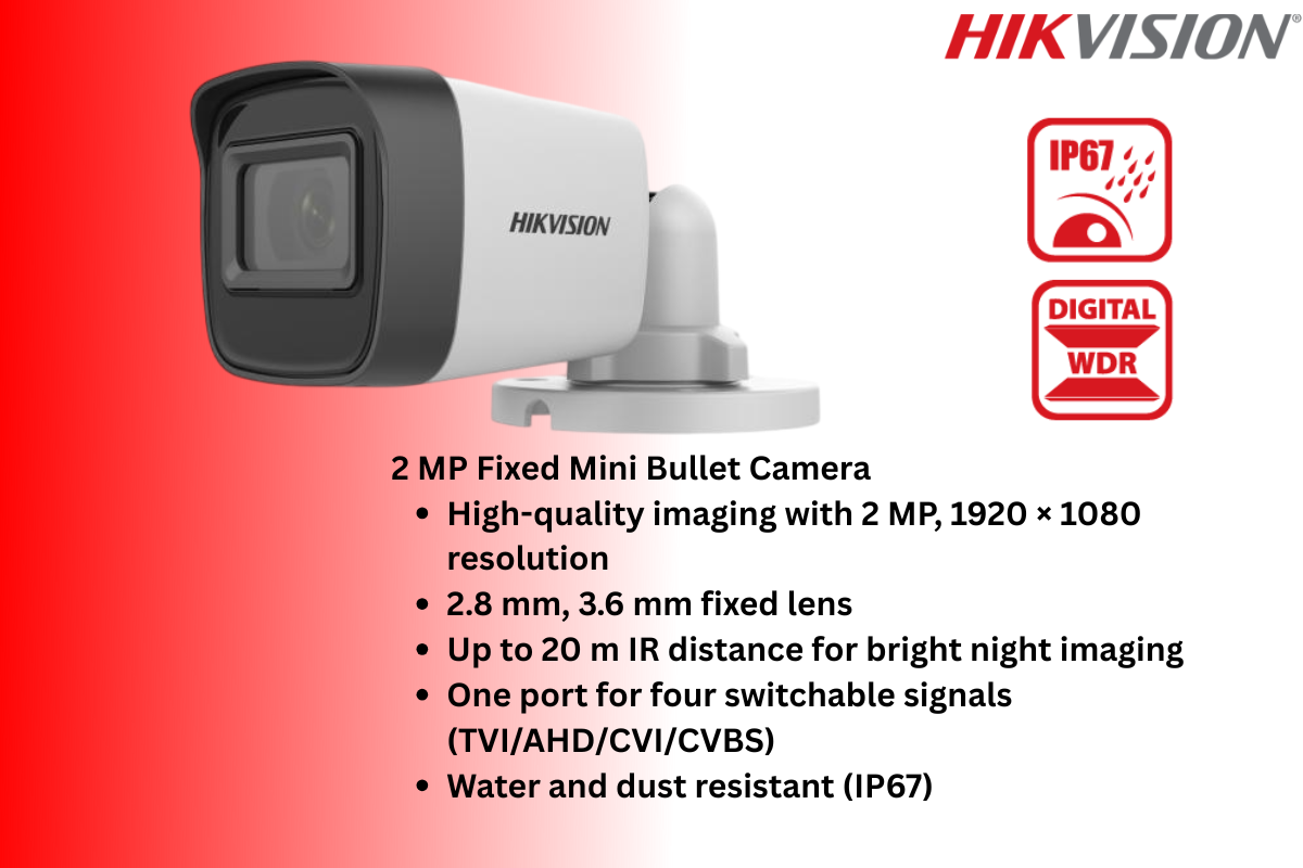 Hikvision 8CH Analog eDVR CCTV Kit with Built-in 1TB SSD, Zatech Cat5 Cable