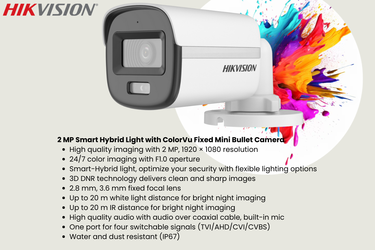 Hikvision 8CH ColorVu CCTV Kit with 1TB HDD, Zatech Ready-Made Cable and JB