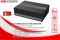 Hikvision 4CH eDVR Dome CCTV Kit with 1TB Built-in SSD & Zatech Ready Cable