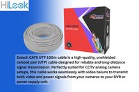 HiLook 8CH Analog CCTV Kit With Zatech 100m Cat5 Cable & Baluns