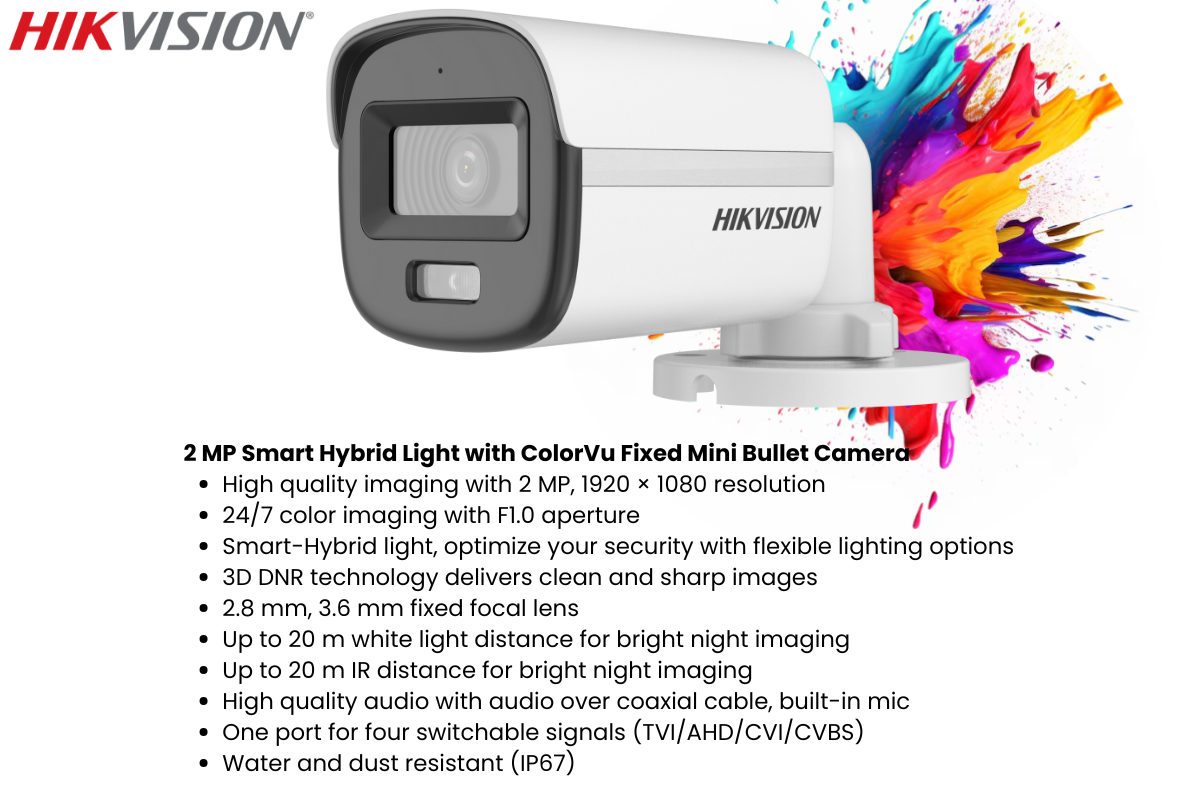 Hikvision 4-Channel ColorVu CCTV Kit with Zatech 20m Cables and Junction Box