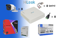 HiLook 8CH Analog CCTV Kit With Zatech 100m Cat5 Cable & Baluns