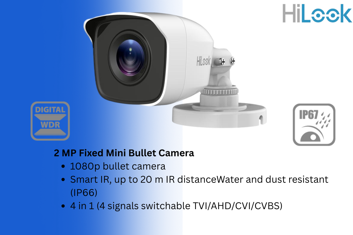 HiLook 8CH Analog CCTV Kit With Zatech 100m Cat5 Cable & Baluns