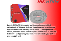 Hikvision 8CH Analog CCTV Kit with Zatech 100m Cat5 Cable & Baluns
