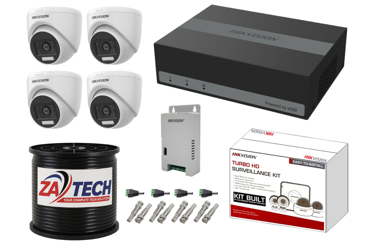 Hikvision 4CH eDVR Dome CCTV Kit with 1TB Built-in SSD and Zatech RG59 Cable