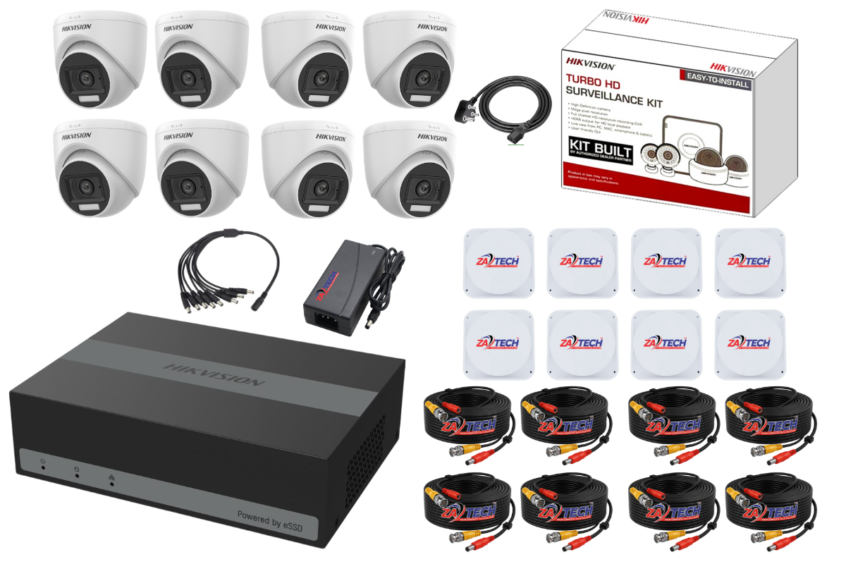 Hikvision 8CH eDVR Dome CCTV Kit -1TB Built-in SSD & Zatech Junction Boxes