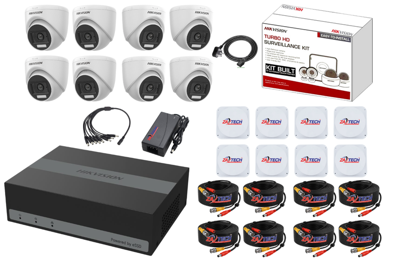 Hikvision 8CH eDVR Dome CCTV Kit -1TB Built-in SSD & Zatech Junction Boxes