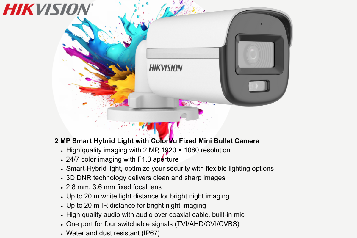 Hikvision 4-Channel ColorVu CCTV Kit with Zatech RG59 Cable, Junction Box