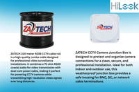 HiLook 8CH CCTV Kit With Zatech RG59 Cable Roll, Junction Boxes