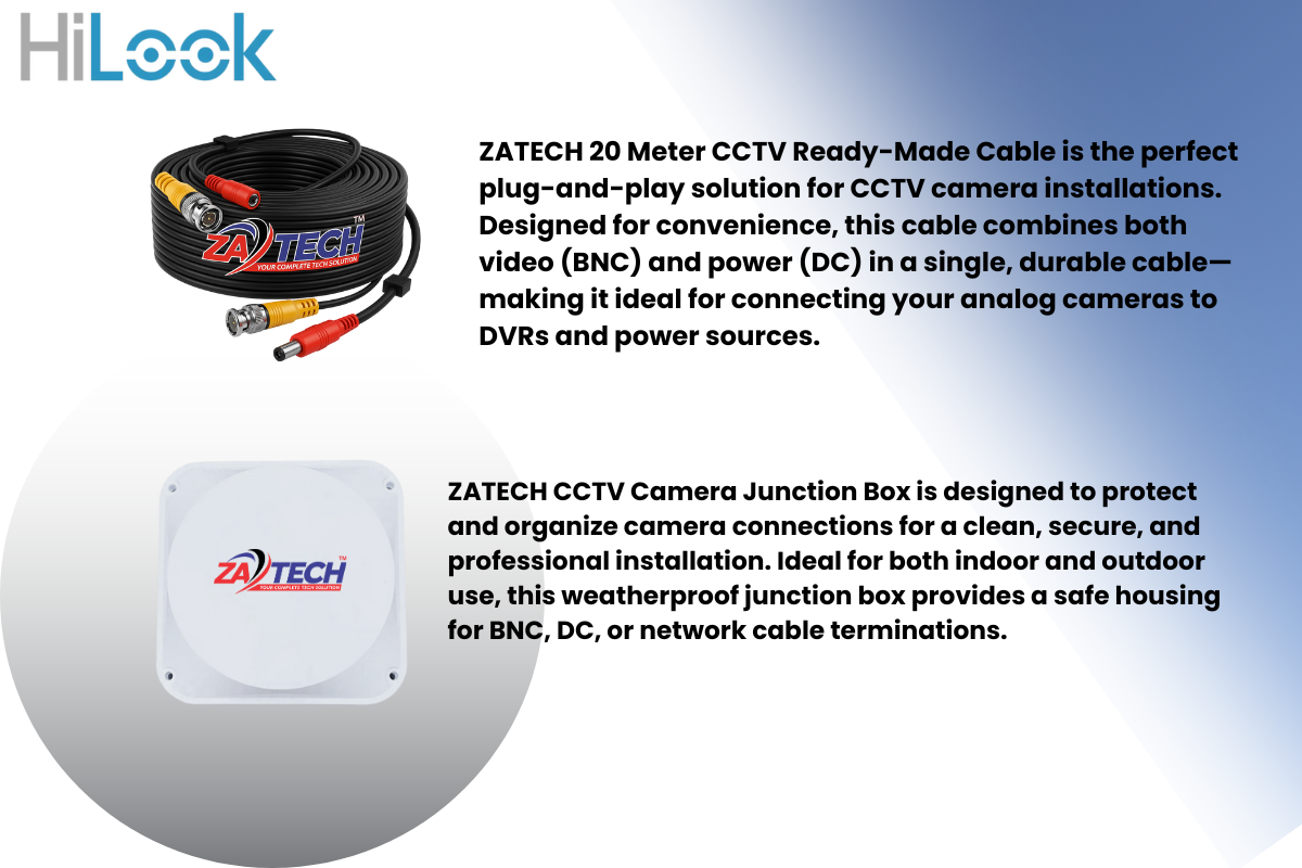 Hilook 16CH Dome Camera CCTV Kit With Zatech ready Cables, Junction Boxes