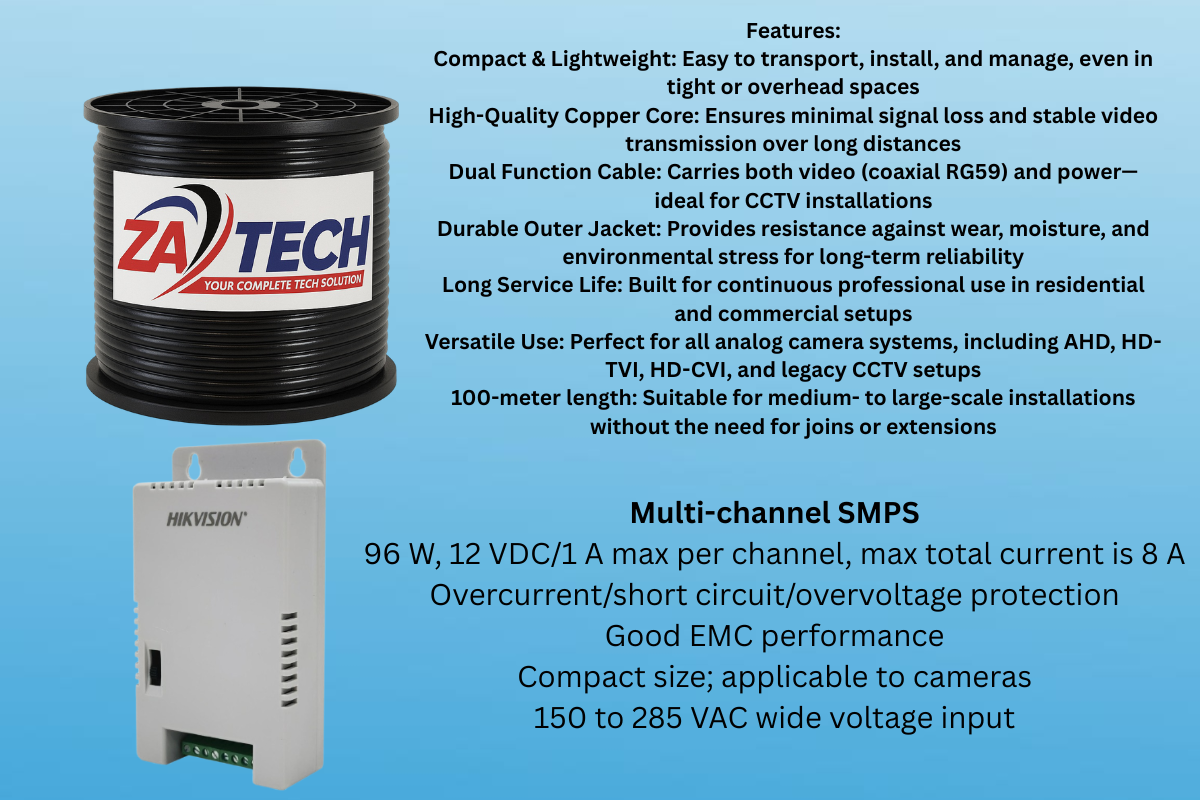 HiLook 16CH DVR Kit with 2MP Cameras, Zatech RG59, PSU & Junction Boxes