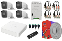 Hikvision 4CH CCTV Kit with 2MP Cameras, 100m CAT5 & Baluns