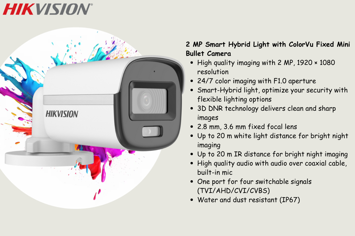 Hikvision 8CH ColorVu eDVR CCTV Kit with 1TB SSD, 100M Zatech Cable roll