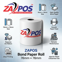 ZAPOS Bond Paper Roll 76mm x 76mm - 50 Pack -for Impact Printers