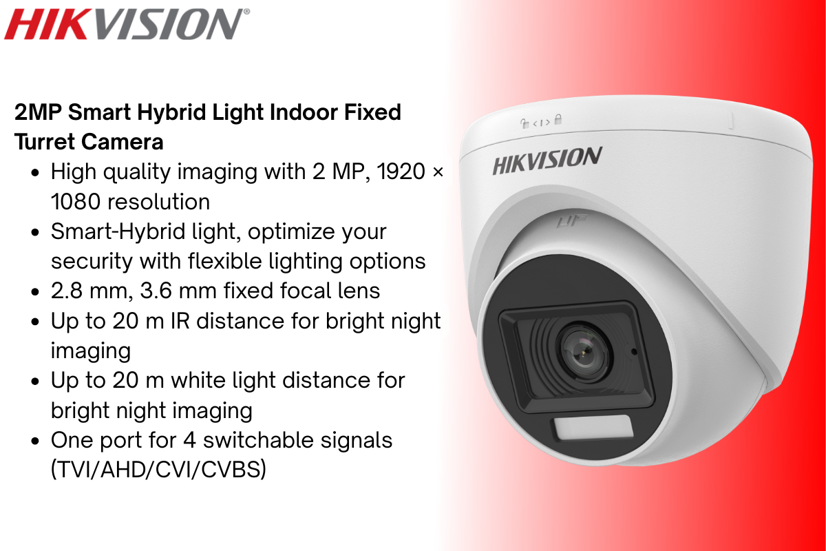 Hikvision 4CH eDVR Dome CCTV Kit with 1TB Built-in SSD and Zatech RG59 Cable