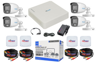 HiLook 4-Ch ColorVu CCTV Kit with Zatech Junction Boxes & ready-made Cables
