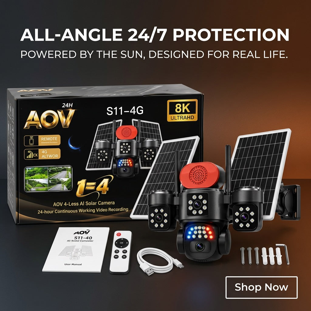 AOV S11-4G 4-Lens AI Solar Security Camera - 4G LTE, Multi-View Outdoor Surveillance – view 4