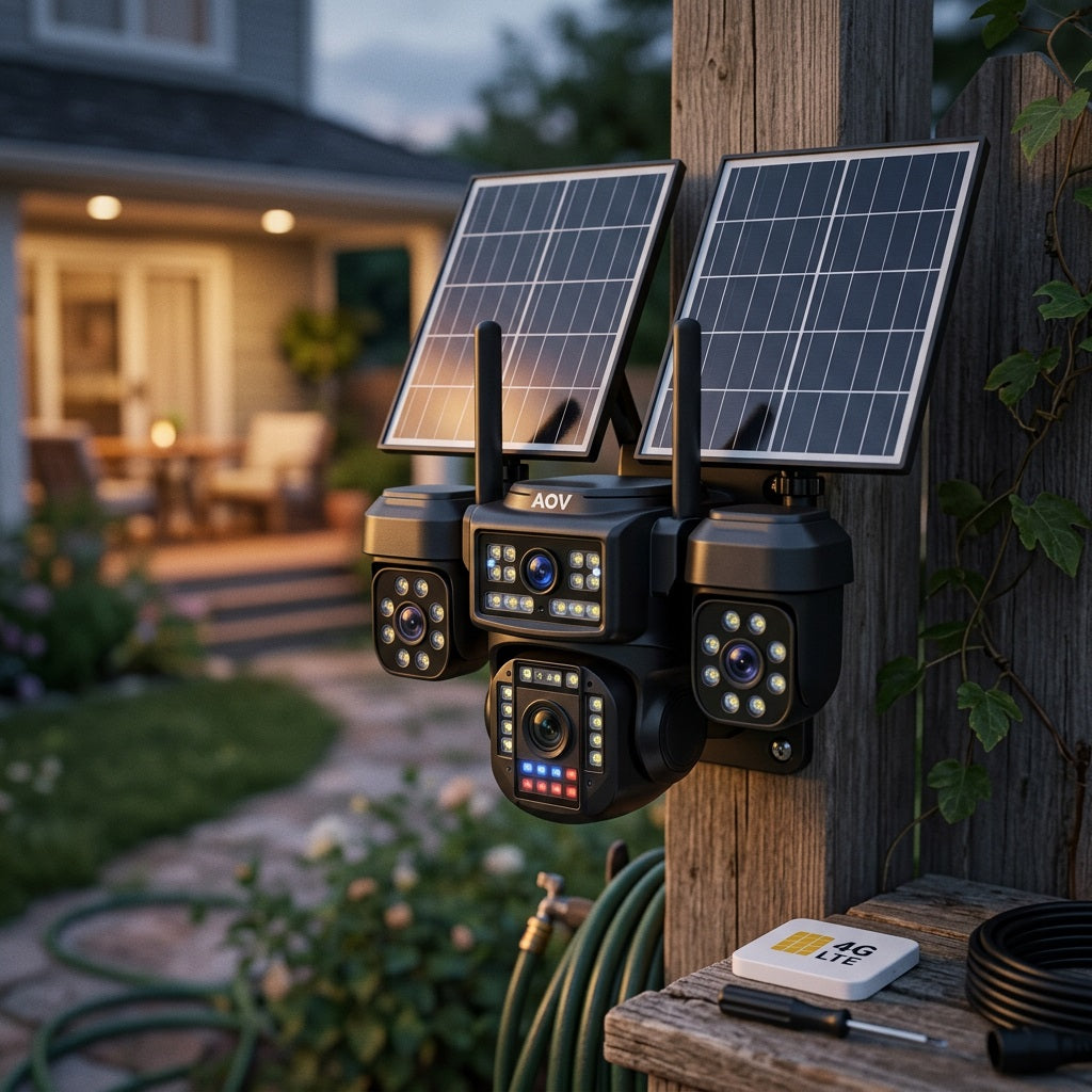 AOV 4-Lens AI 4G Solar Security Camera