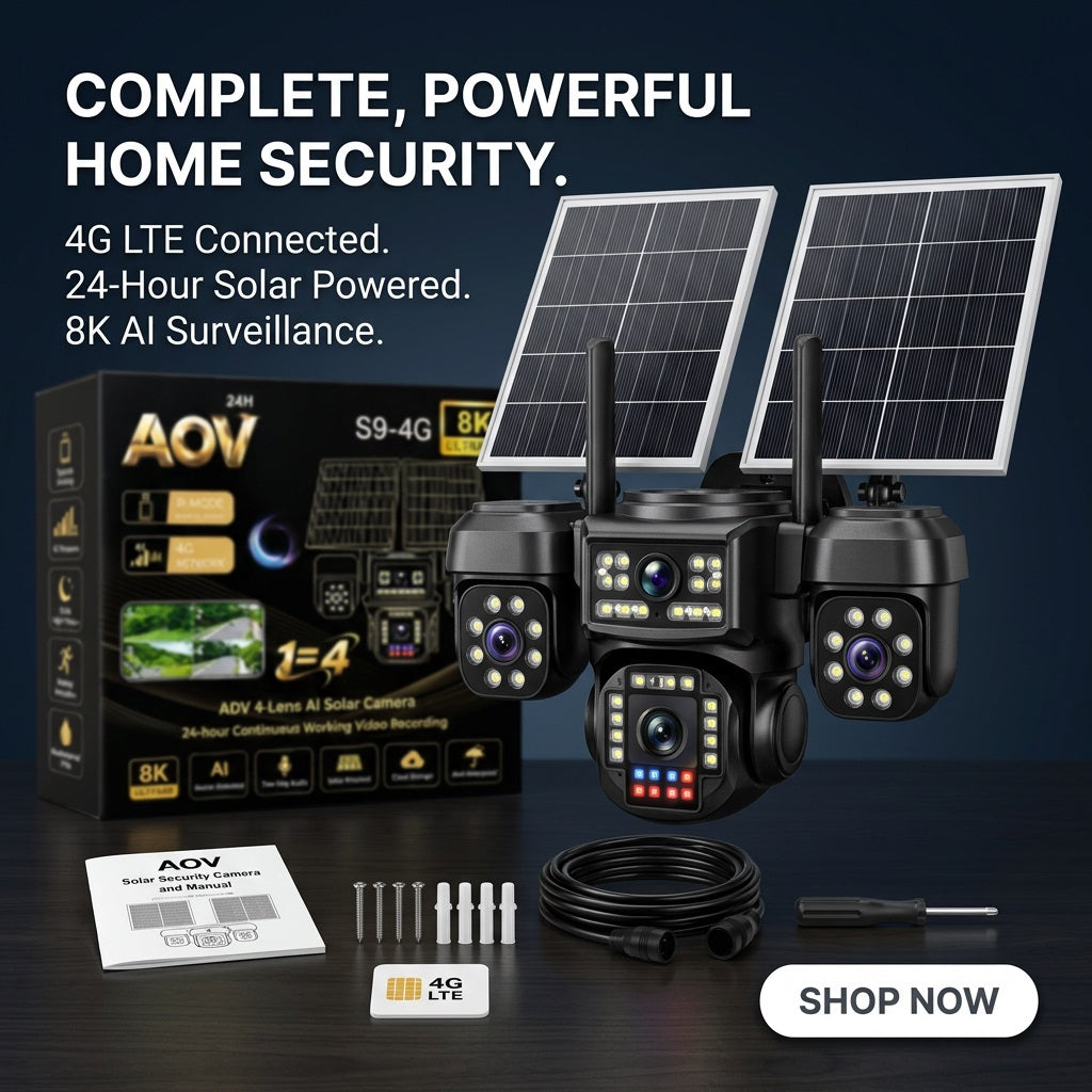 AOV 4-Lens AI 4G Solar Security Camera
