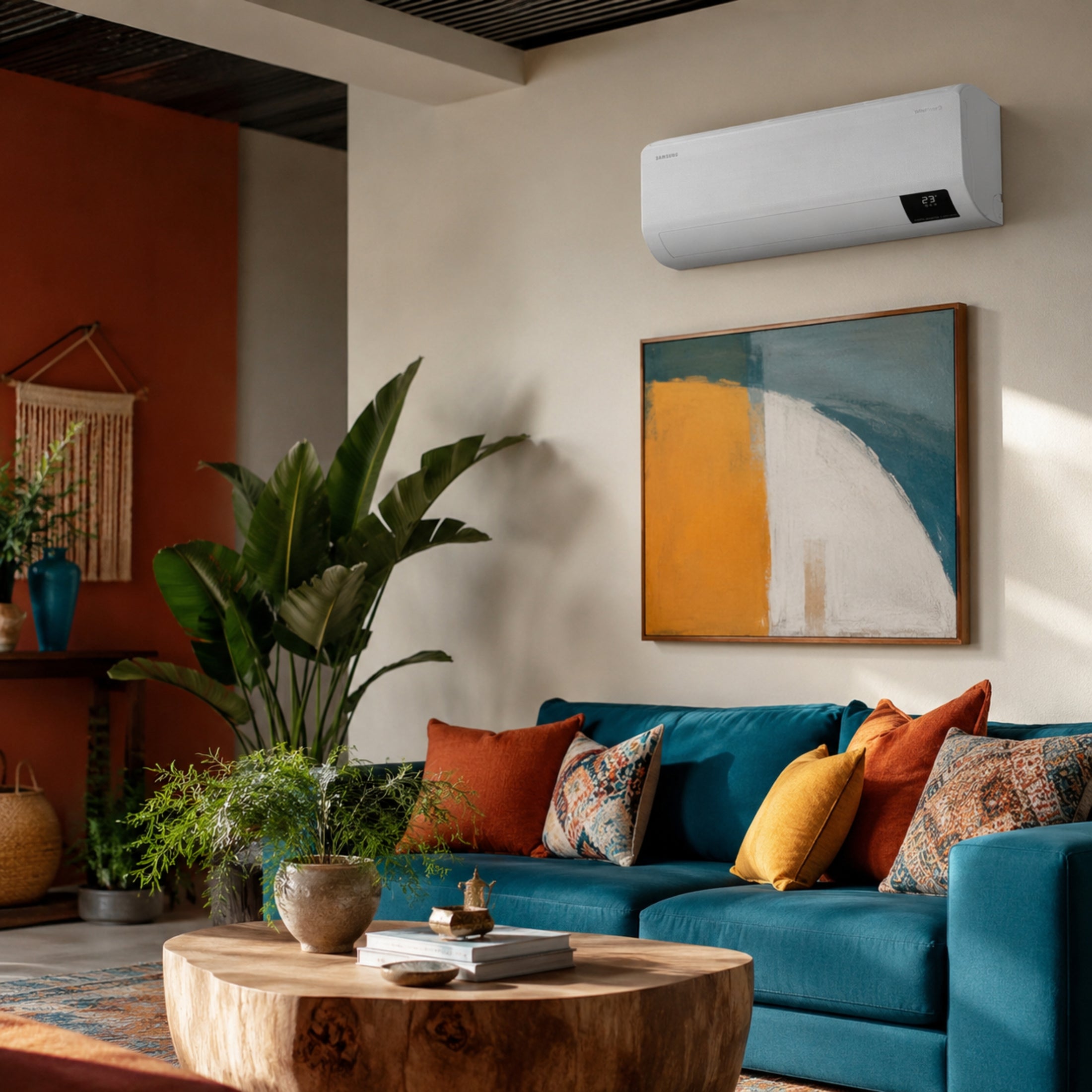 Samsung AR6500 WindFree air conditioner mounted in a stylish living room