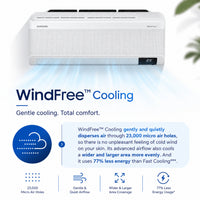 Samsung WindFree Cooling disperses air through 23,000 micro air holes using 77 percent less energy