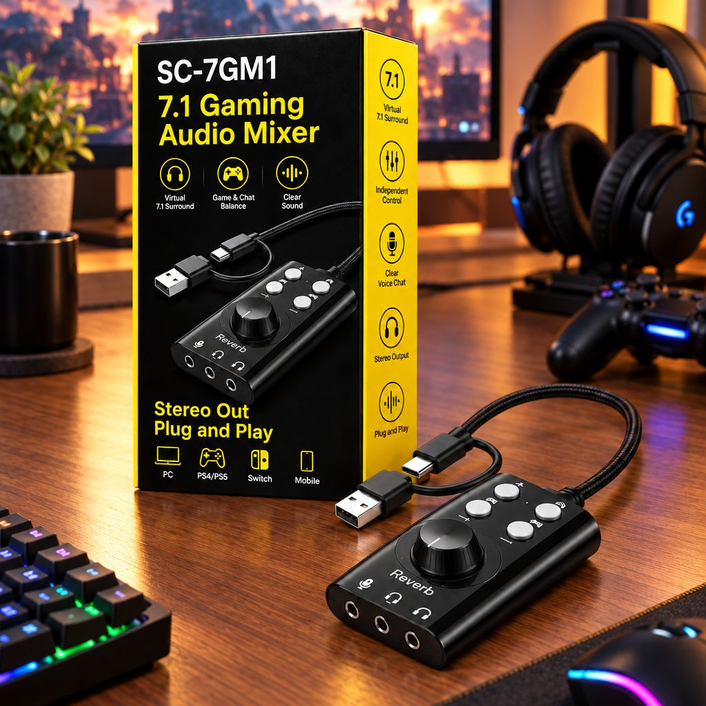 7-in-1 Gaming Audio Mixer USB Type-C Car