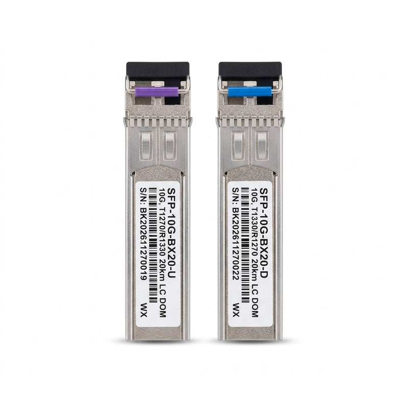 10G BiDi SFP+ Transceiver Pair 20km - TX1330/RX1270nm, Single Fibre LC DDM (SFP-10G-BX20-D/U)