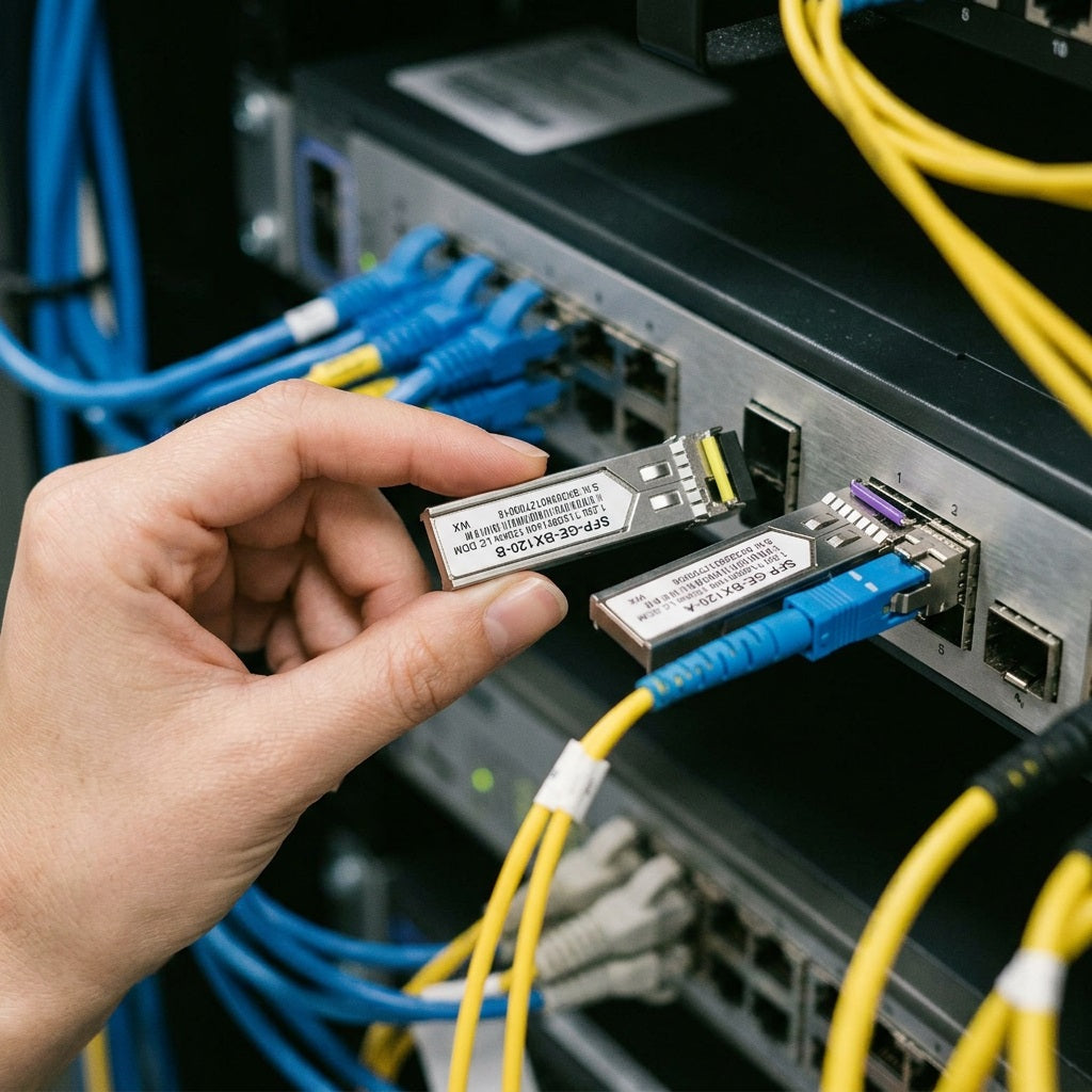 1.25G BiDi SFP Transceiver Pair 120km - TX1490/RX1550nm, Single Fibre LC DDM (SFP-GE-BX120-A/B) – view 2