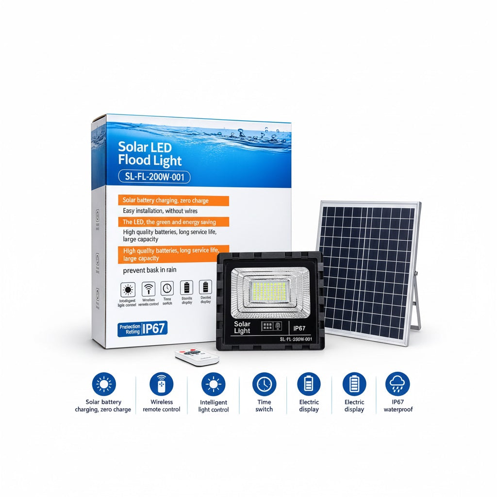 200W Solar LED Flood Light With Solar