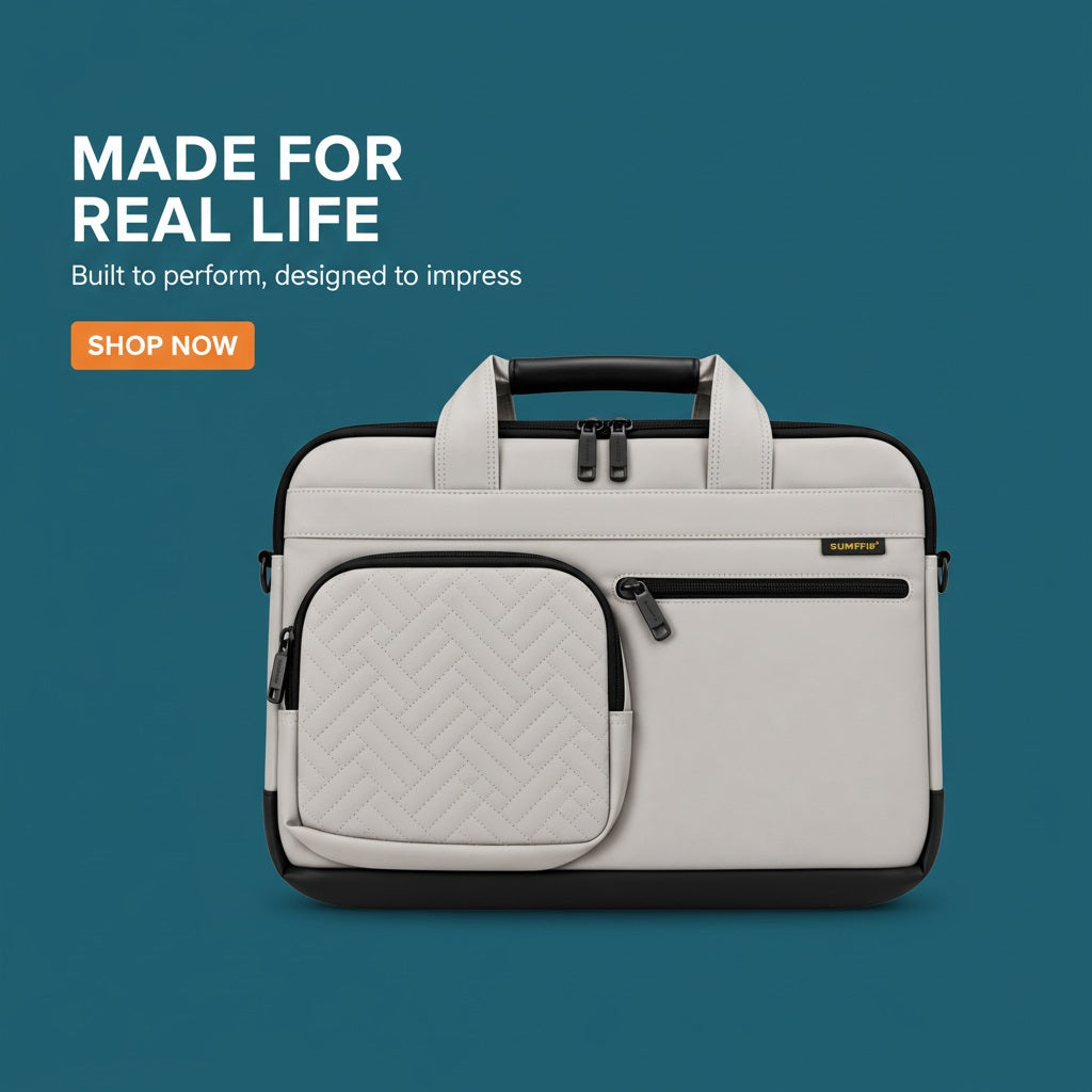 SUMFFIS 14-Inch Laptop Carry Bag - Beige