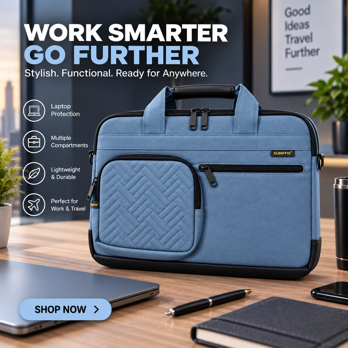 SUMFFIS 15.6-Inch Laptop Shoulder Bag GB