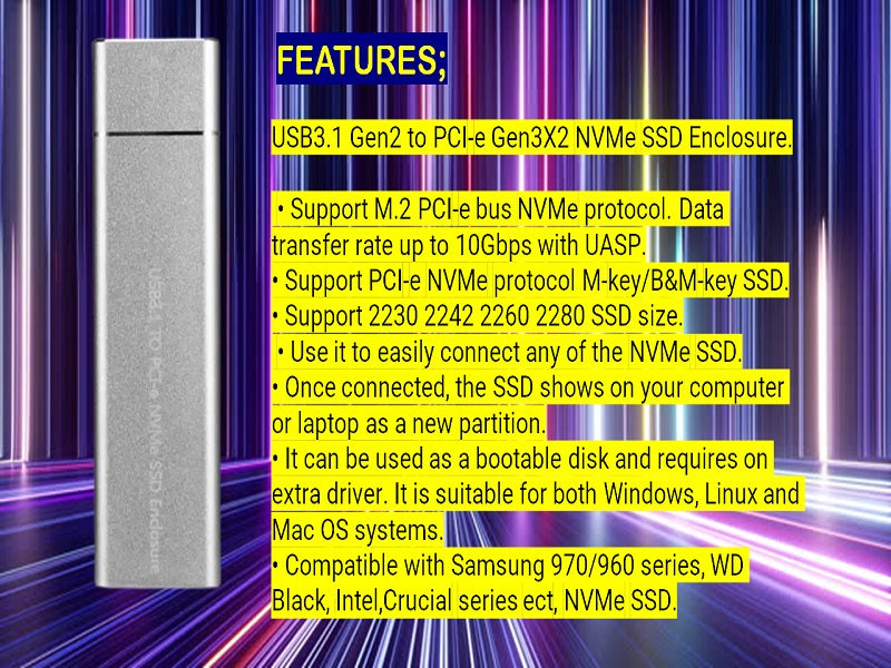 TYPE C To Nvme Pcie  Sata  Ssd Case