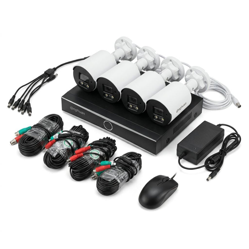 ANGHUAN 4CH 2MP AHD CCTV Security Camera Kit with 4 Colour Cameras