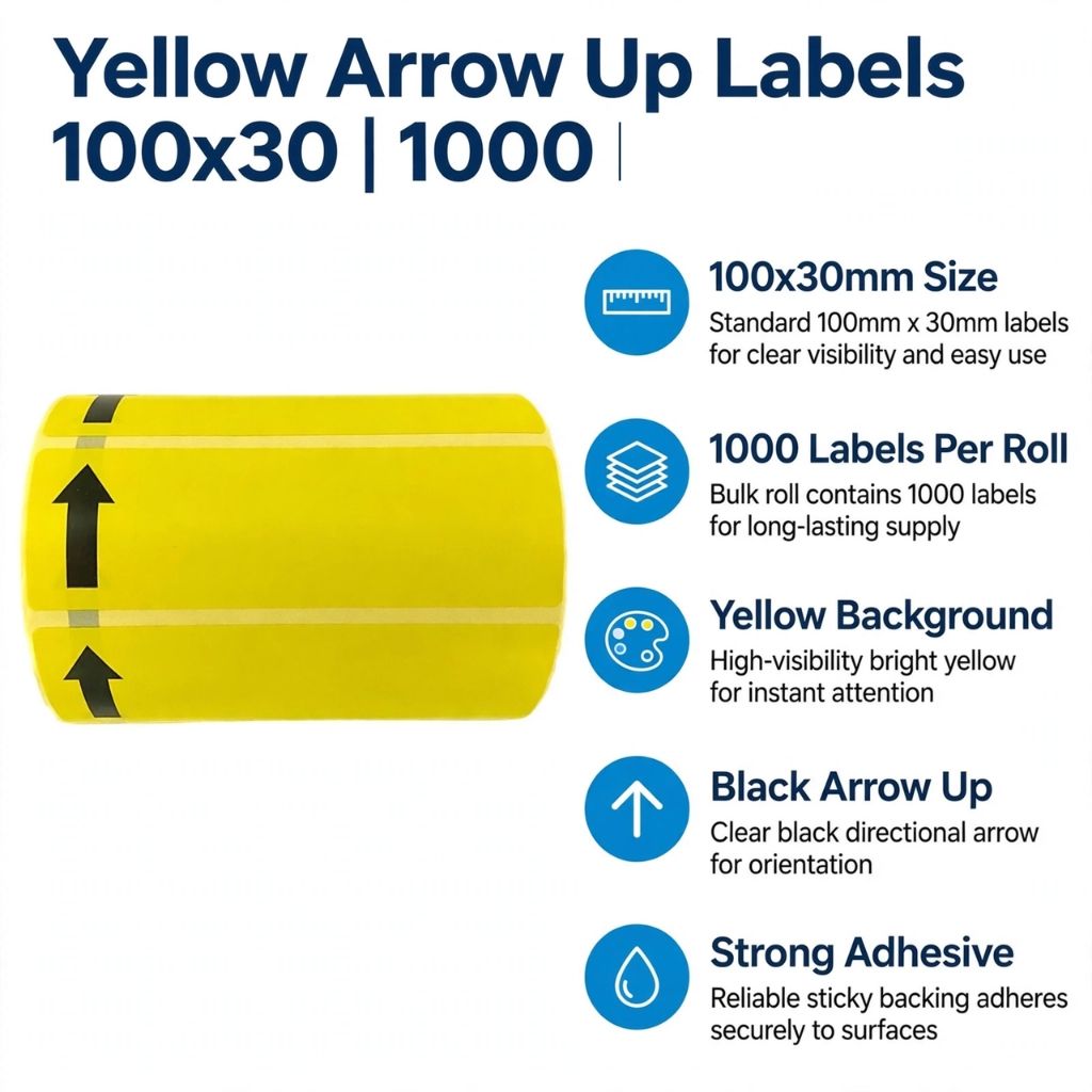 Yellow Arrow Up Labels 100x30 1000 Roll – view 3