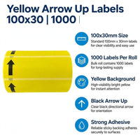 Yellow Arrow Up Labels 100x30 1000 Roll – view 3