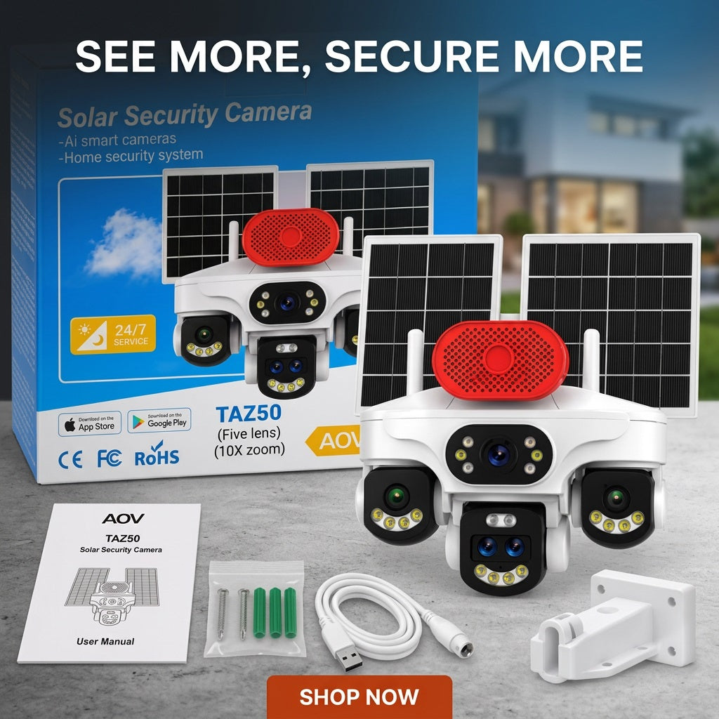 AOV 5 Lens Solar 4g Ptz Camera 10X With