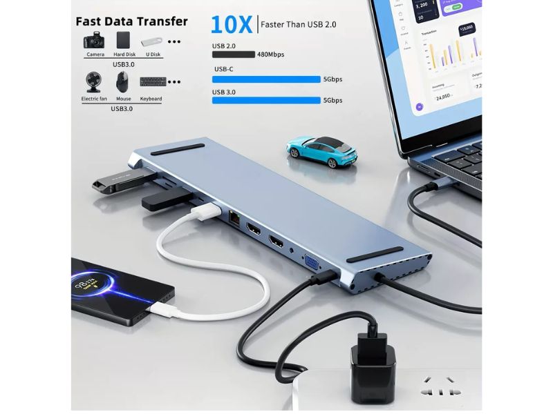 TYPE C To Lan+Tc2+Usb3.0X3+Audio+HdmiX2